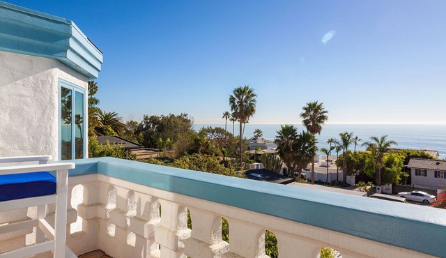 Malibu ocean view private gated house steps down to the quiet Broad Beach