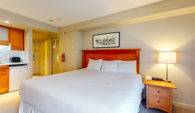 Mountain studio with jetted tub & fireplace - walk to lifts - near golf