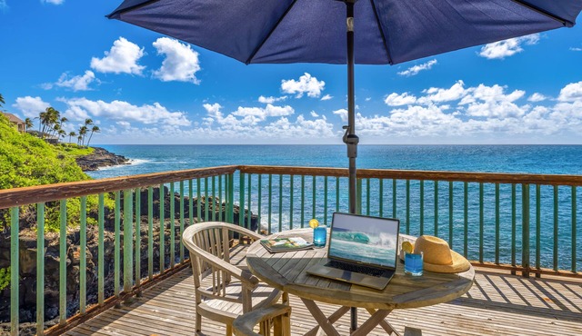 Poipu Shores 101B - Ocean Front, 1 bedroom, 1.5 baths, AC